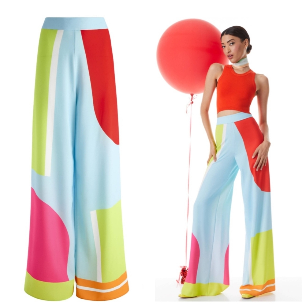 ALICE + OLIVIA ATHENA WIDE LEG PANT SIZE 2 - Picture 2 of 14